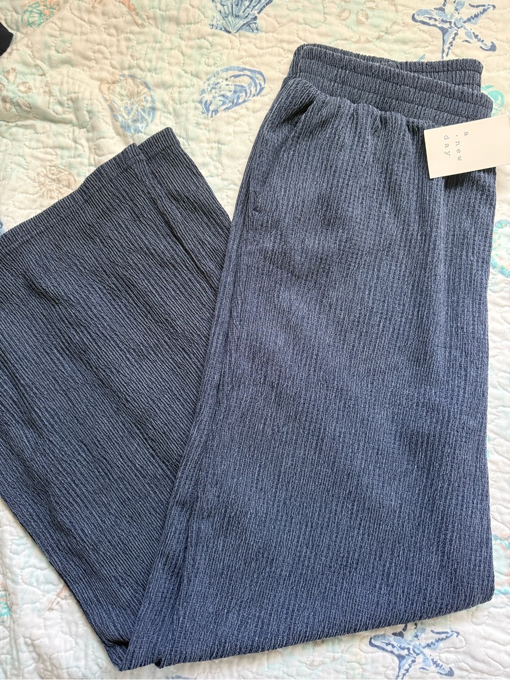 A New Day Textured Wide-Leg Lounge Pants in Navy